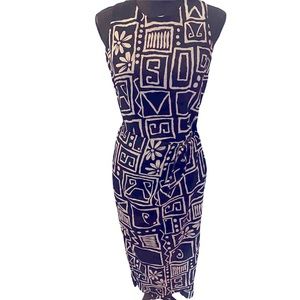 Vintage Black and White Printed Wrap Dress